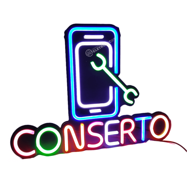 Placa Conserto Celular Neon Letreiro LED Luminoso Bivolt LE4005