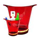 Balde Gelo Personalizado Com Led Vermelho 5 Litros Para Bebidas Com Suporte Para Taças AP1012VM