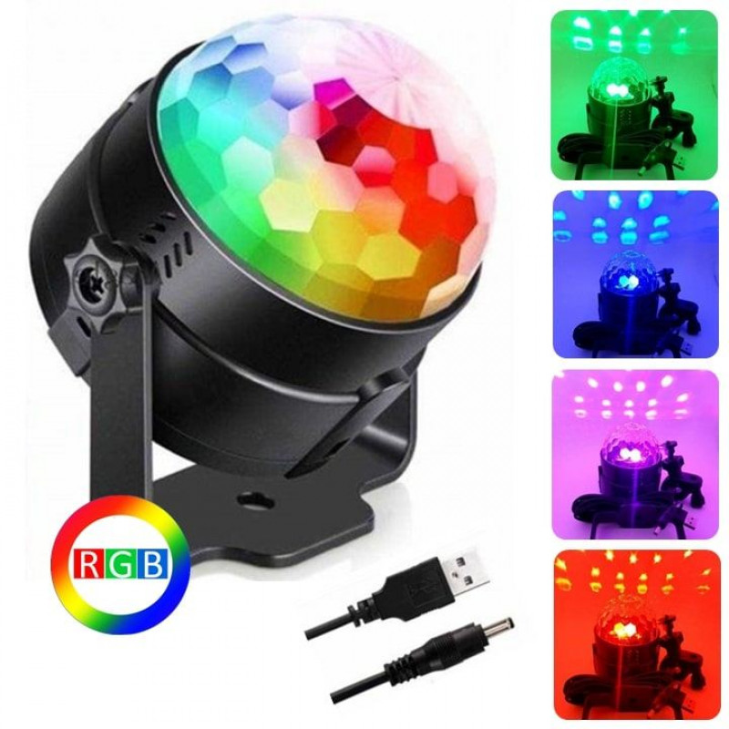 Bola Maluca LED Cristal RGB Jogo De Luz USB SD Festas Iluminação