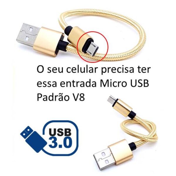 Cabo Micro USB Para LG X4, X4 Plus Velocidade 3.0 Para Carga e Transferência de Dados Com 20cm de Comprimento XT81 - Image 2