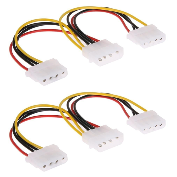 Kit 2 Cabos Y Extensor ATX Energia Molex Ide 1 Macho X 2 Femeas 20cm