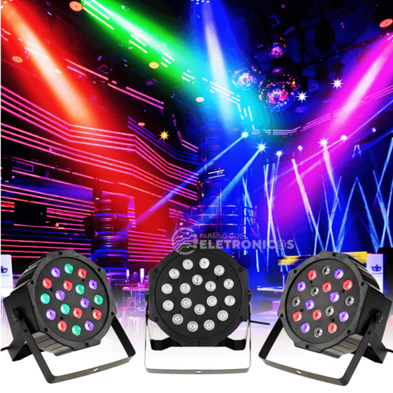 Canhão Refletor RGB Jogo De Luz 18 LED Strobo Iluminação Para Festa ...