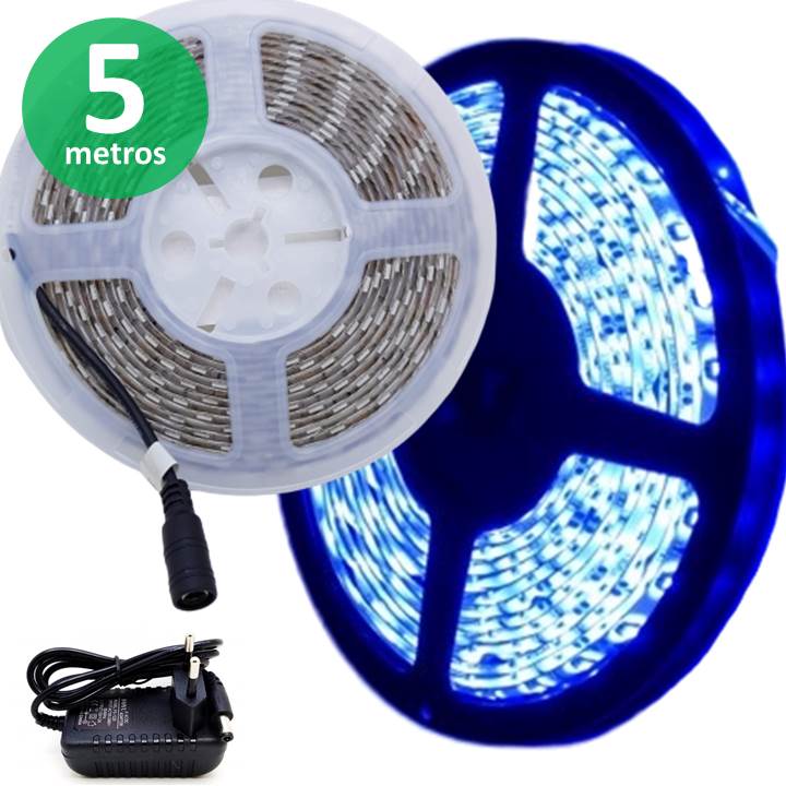 Fita Led 5050 Azul 5 Metros+ Fonte 12v 2a Retirar Centro Bh