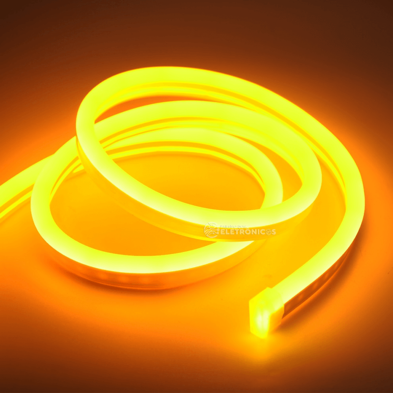 Fita Led Neon Flexível Branco Quente 12v alto brilho- Rolo c/ 5