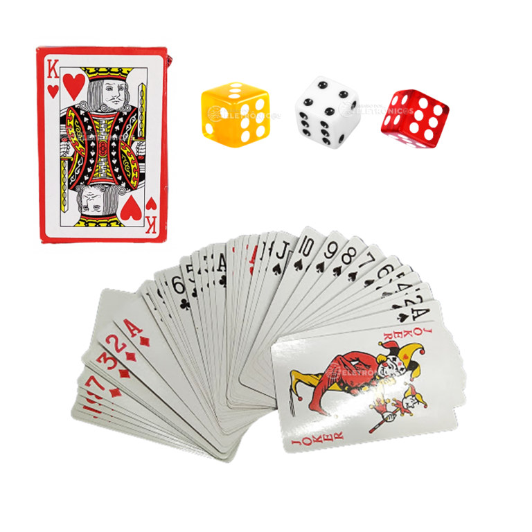 Kit Jogo De Baralho Com 54 Cartas e 3 Dados Coloridos Poker Truco ...