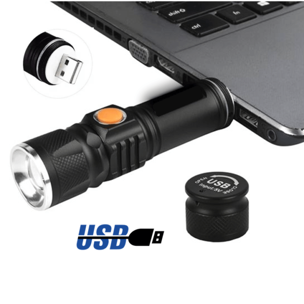 Lanterna Com Suporte Para Bike Recarregável USB Led T6 Tática 128000W DY-8064 - Image 2