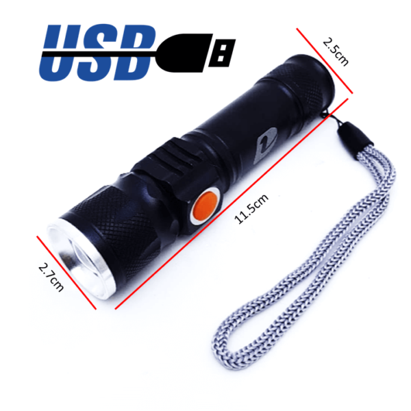 Lanterna Com Suporte Para Bike Recarregável USB Led T6 Tática 128000W DY-8064 - Image 4