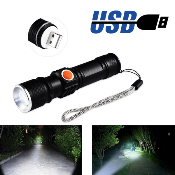 Lanterna Com Suporte Para Bike Recarregável USB Led T6 Tática 128000W DY-8064 - Image 8