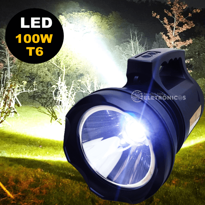 Lanterna LED Holofote Longo Alcance Recarregavel Super Potente