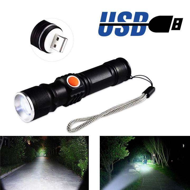 Lanterna Tática Recarregável USB LED T6 Zoom Foco Luz De Alerta 1SHO-80000W  – Paraiso dos Eletrônicos