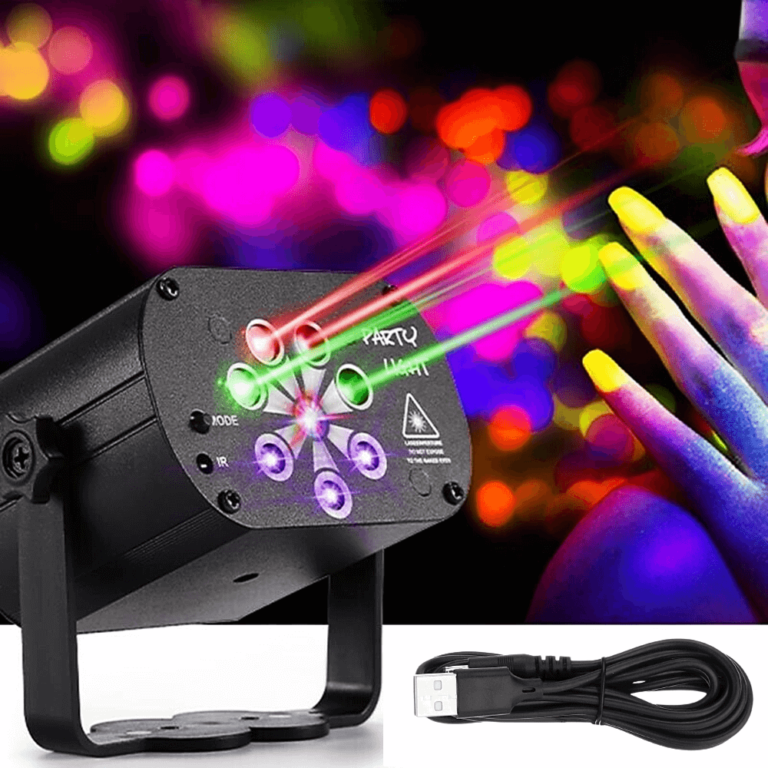 Mini Laser Jogo De Luz Projetor Led Rgb E Uv Usb Com Controle