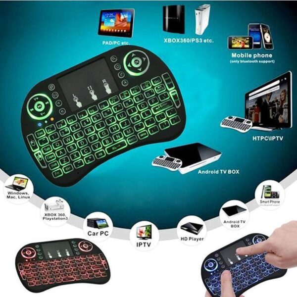 Mini Teclado Wireless Sem Fio Luz Led Colorido Para Game, Smart TV e Notebook - KP2048 - Image 6