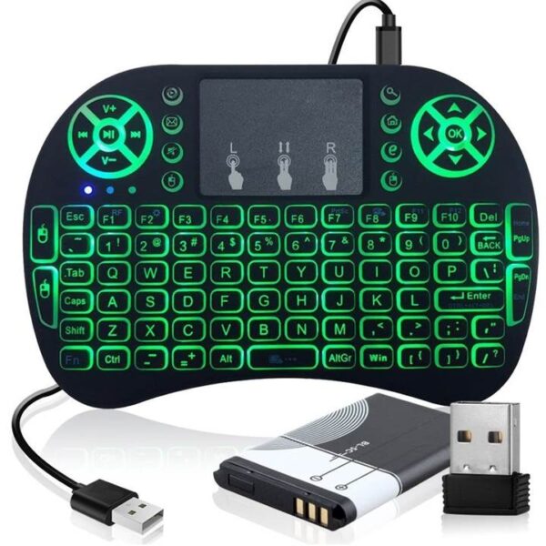 Mini Teclado Wireless Sem Fio Luz Led Colorido Para Game, Smart TV e Notebook - KP2048