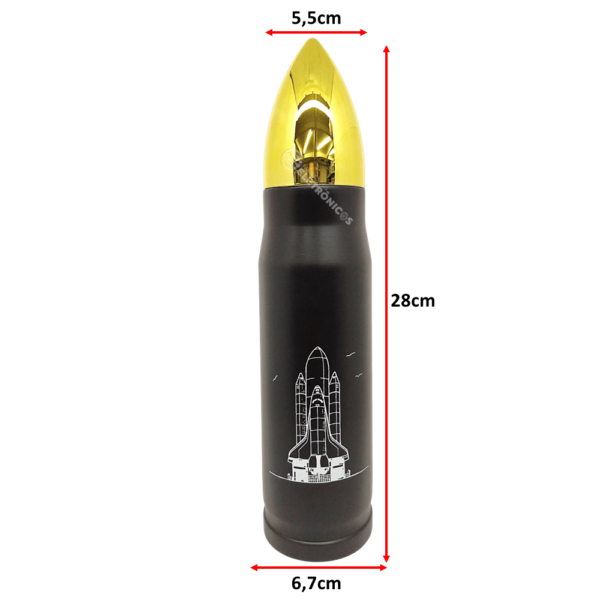 Garrafa Térmica 500ml Em Inox Formato De Bala Bebidas Quente e Fria DT2176PR - Image 4