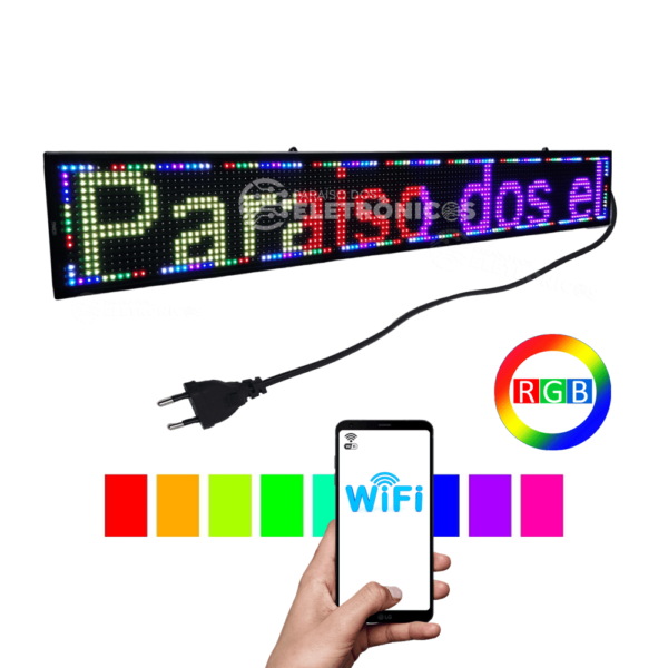 Painel LED Letreiro Digital Wi-fi Luminoso RGB 100x20 Interno Bivolt SL1025CP10 - Image 7