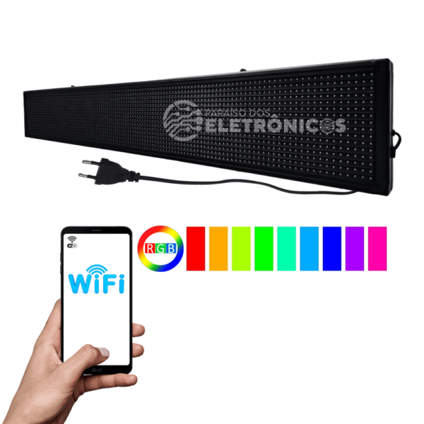 Painel LED Letreiro Digital Wi-fi Luminoso RGB 100x20 Interno Bivolt SL1025CP10 - Image 3