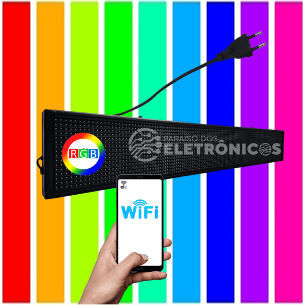 Painel LED Letreiro Digital Wi-fi Luminoso RGB 100x20 Interno Bivolt SL1025CP10 - Image 4