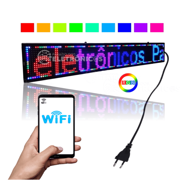 Painel LED Letreiro Digital Wi-fi Luminoso RGB 100x20 Interno Bivolt SL1025CP10 - Image 9