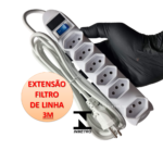 Extensão Elétrica 6 Tomadas Filtro Linha Fusível 3 Metros SL76063M