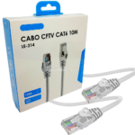 Cabo de Rede RJ45 CFTV CAT6 Com 10 Metros Conector Banhado a Ouro - LE314