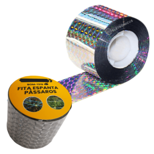 Kit 2 Fita Refletiva Holográfica Espanta Pássaros Rolo 45 Metros - BOM1318