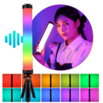 Bastão de Luz RGB LED 10W Automático e Sensor de Som Com Batidas Dj Com Tripé Multifunções - MLG118RGB