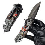 Canivete Motorcycle Girl Cabo Metal Semi Automático Com Trava Liner Lock - TB1622