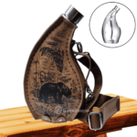 Cantil Garrafa Estilo Chifre Aço Inox Coberta Em Couro Porta Bebida 1,4litros - NJ53OZ