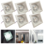 Kit 6 Spots LED De Embutir Modelo Quadrado Luz Branco Frio 6500K 6w Bivolt - EB1151