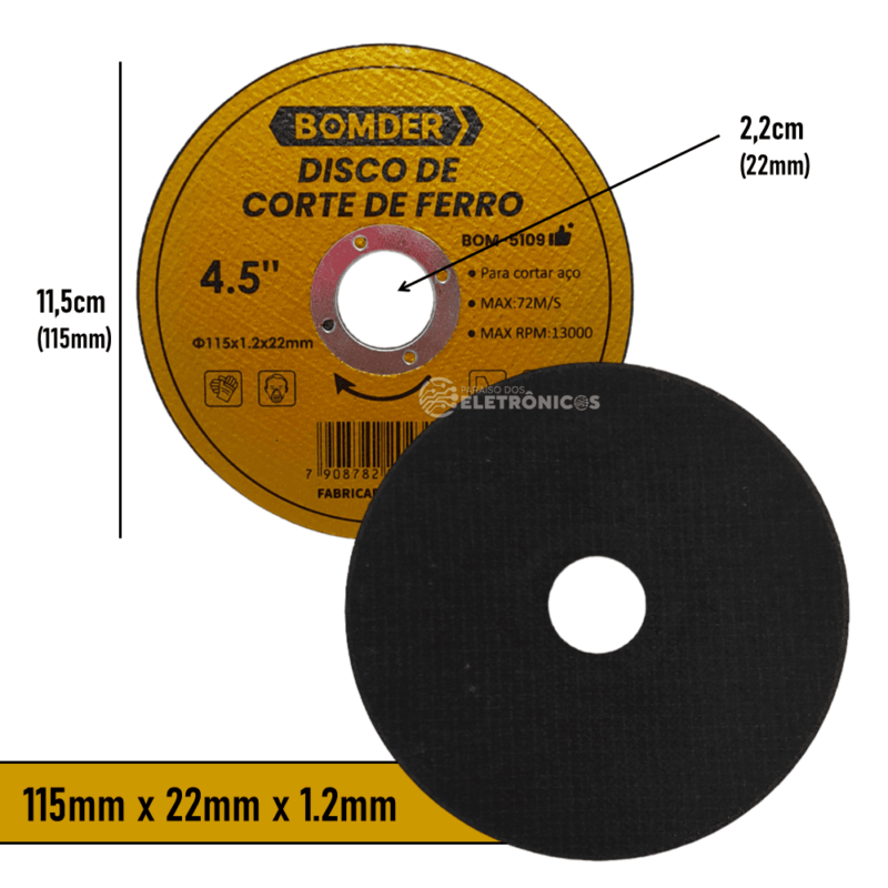 Kit 20 Discos Corte para Metal 4,5