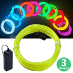 Fio Cordão Neon Decoração Fantasia 3 Metros Com Controlador Luz Verde Limão - XM21152