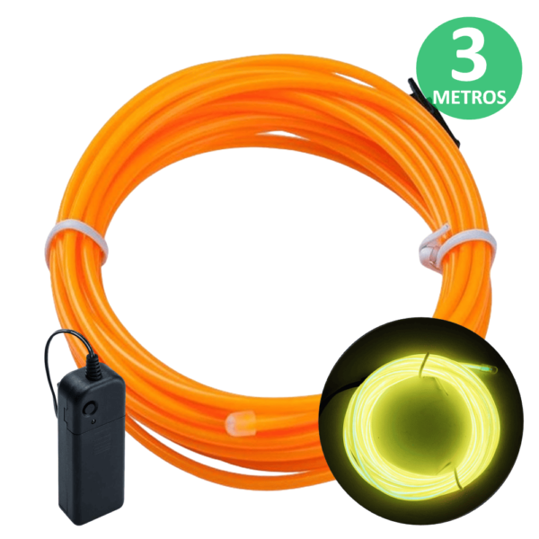 Fio Cordão Neon Decoração Fantasia 3 Metros Com Controlador Luz Amarelo - XM21152 - Image 7