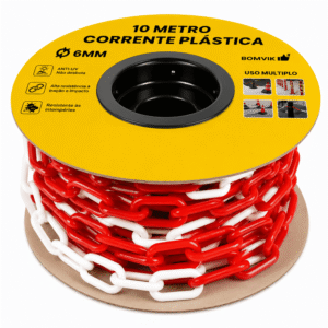 Corrente Plástica 10mts Isolamento de Áreas, Organizar Filas Vermelho - BOM7502