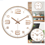 Relógio De Parede Detalhes em Dourado - Cor Branco  ZB3023