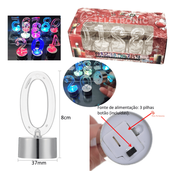 Kit Velas de LED Com 10 Números Efeito Pisca e Cores Mágicas 30118 - Image 2