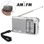 Mini Rádio Portátil Analógico AM / FM Recarregável - Prata LE662
