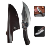 Faca Rústica forjada Artesanal Com Cabo Dragão e Bainha em Couro - SLKAF130