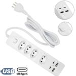Filtro De Linha 4 Tomadas Com USB 2.4A Tipo-C Extensão 2 Metros - BX2204