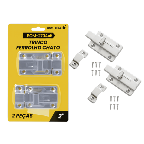 Kit 2 Trincos Ferrolho Chato 65mm x 35mm 2