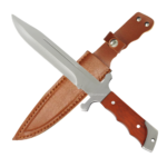 Faca Especial Em Inox Full Tang Cabo Madeira Trabalhado Com Bainha Para Cortes - RMBA