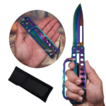 Canivete Butterfly Profissional Com Cabo Vazado e Suporte para Mão - Colorido SLKD341