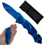 Canivete Luxo de Bolso Com Cortador de Fios e Quebra-Vidro - Azul SLKD119