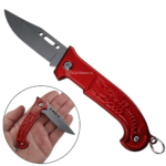Canivete Lâmina Aço Cabo Em Polímero Relevo Escorpião - Vermelho SLKD52