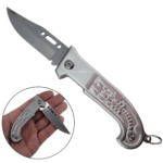 Canivete Lâmina Aço Cabo Em Polímero Relevo Escorpião - Prata SLKD52