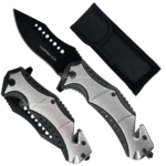 Canivete Tático com Quebra-Vidros e Cortador de Galhos Lâmina Reforçada 3,8mm - SLKD307B