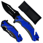 Canivete Tático com Quebra-Vidros e Cortador de Galhos Lâmina Reforçada 3,8mm - SLKD307A