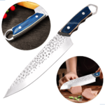 Faca Cheff Cozinha e Churrasco em Aço Fio Navalha Cabo em Madeira Premium - SLKAF74