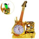 Relógio Com Despertador Com Formato de Guitarra Com Porta Lápis - Dourado ZB4032