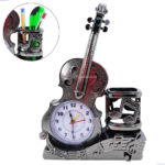 Relógio Com Despertador Com Formato de Violino Com Porta Lápis - Prateado ZB4032