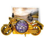 Relógio De Mesa Despertador Decorativo Em Forma De Motocicleta Com Porta Retrato - Dourado ZB4021